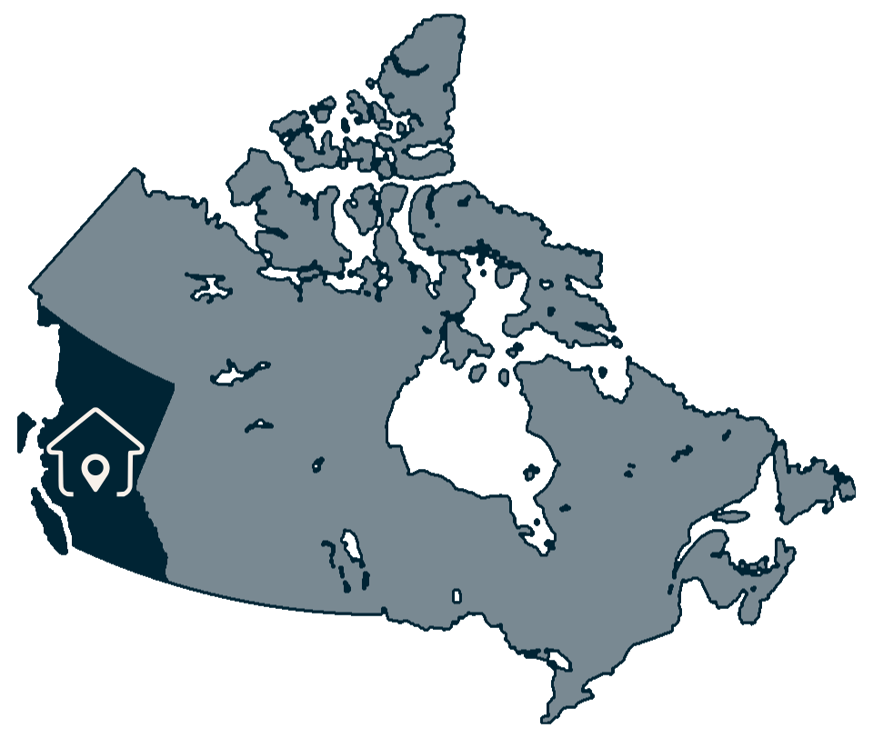 Map of Canada with British Columbia highlighted